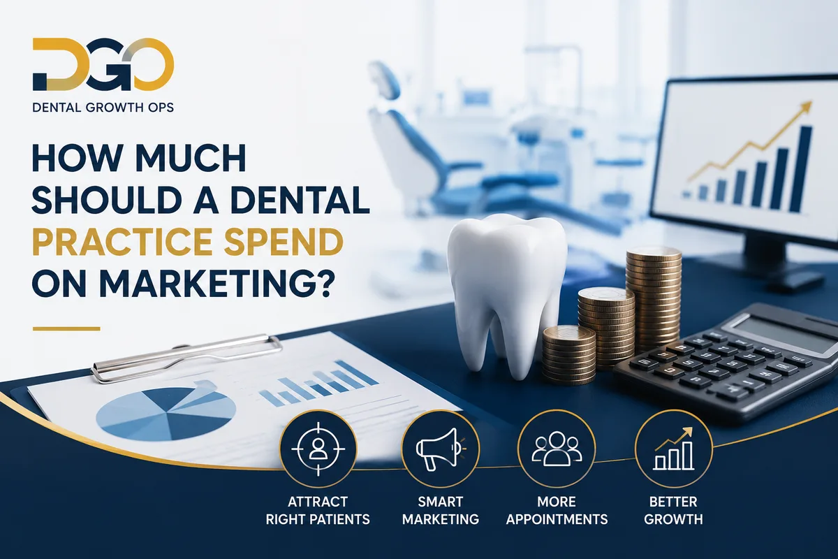 Dental practice marketing budget calculation showing cost per new patient and production targets