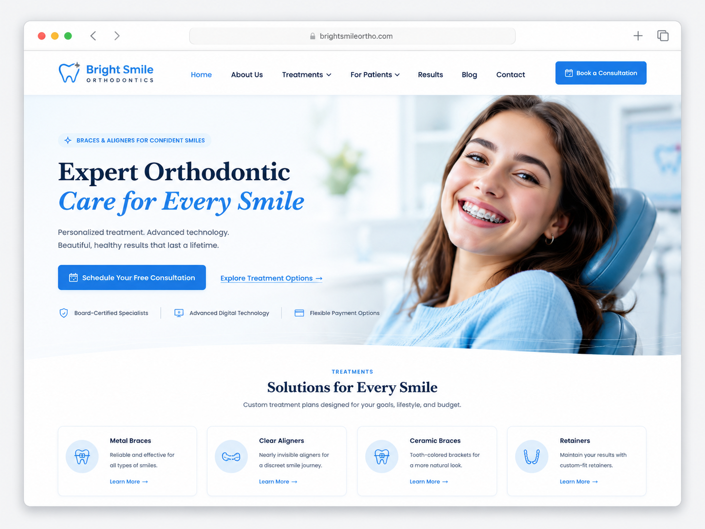 Bright Smile Orthodontics website built by Dental Growth Ops